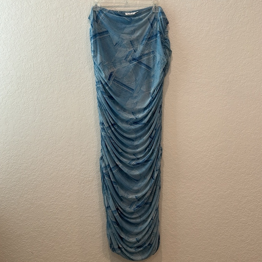 Good American Strapless Patchwork Denim Dress NWT - image 5